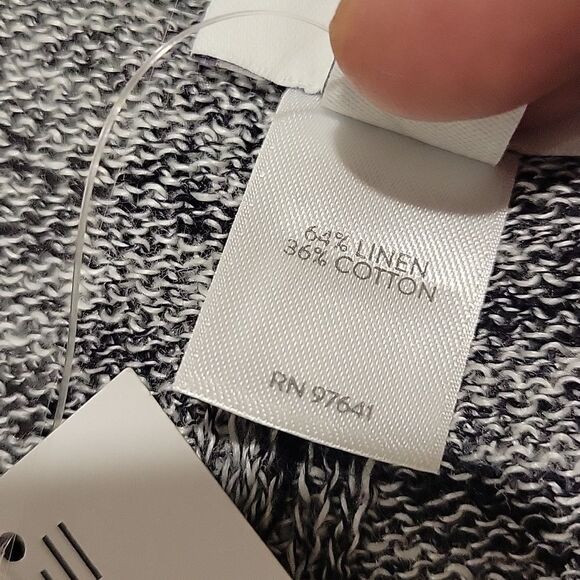 Pure Jill Elliptical Pullover Knit Top Black White Linen Blend, size 2X - Picture 8 of 9